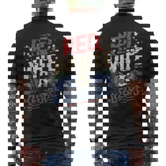 Red And Blueberries Patriotic Fourth Of July Men's Back Print T-Shirt | Mazezy