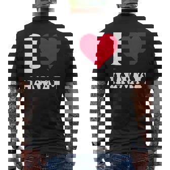 Red Heart I Love Hawai'i メンズTシャツ バックプリント - Kawaiitshirt