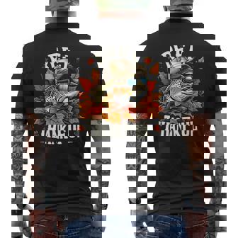 Reel Thankful Thanksgiving Bass Fishing Football Turkey Men's T-shirt Back Print - Monsterry