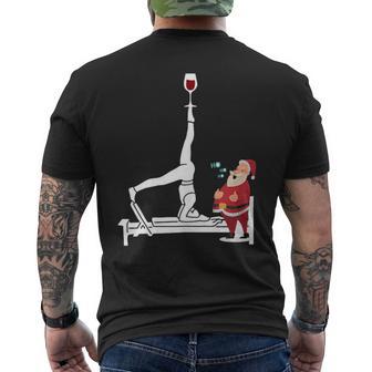 Reformer Pilates With Christmas Santa Clause And Wine Tank Top Men's Back Print T-Shirt | Mazezy