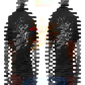 Reindeer Pilot Christmas Aviator Flying Holiday Plane Men's Back Print T-Shirt | Mazezy