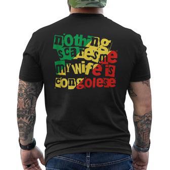 Republic Congo Nothing Scares Me My Wife Is Congolese Tank Top Men's Back Print T-Shirt | Mazezy