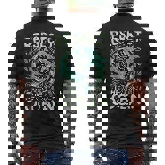 Respect The Ocean Marine Biology Shark Whale Conservation Men's Back Print T-Shirt | Mazezy