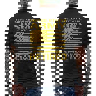 Retired Army Distressed American Flag Men's T-shirt Back Print - Monsterry