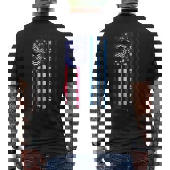 Retired E-7 Master Sergeant MSgt Rank American Flag Veteran Men's Back Print T-Shirt | Mazezy