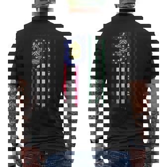 Retired E-8 First Sergeant 1SG Rank American Flag Papa Men's Back Print T-Shirt | Mazezy