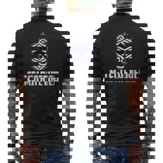 Retired E-9 Chief Master Sergeant CMSgt Rank Veteran Papa Men's Back Print T-Shirt | Mazezy