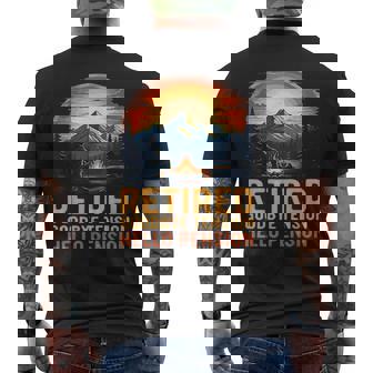 Retired Goodbye Tension Hello Pension Retro Camping Mountain Men's Back Print T-Shirt | Mazezy