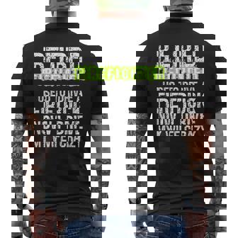 Retiring Firefighter Dad Firetruck Driver Driving Wife Crazy Men's Back Print T-Shirt | Mazezy