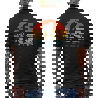 Retro Bigfoot Carrying Pumpkin Thanksgiving Sasquatch Men's T-shirt Back Print - Seseable