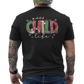 Retro Child Life Specialist Santa Hat Christmas CLS CCLS Men's Back Print T-Shirt | Mazezy