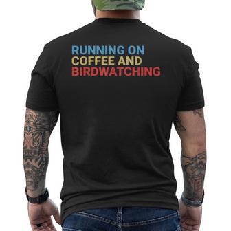 Retro Coffee And Birdwatching Lover Birdwatcher Birder Men's Back Print T-Shirt | Mazezy