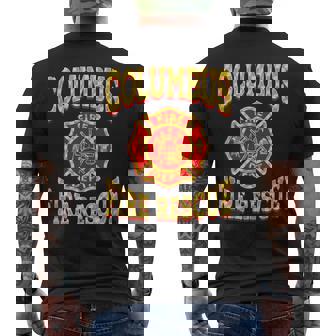 Retro Columbus Fire Department Patch Ohio Firefighter Tank Top Men's Back Print T-Shirt | Mazezy