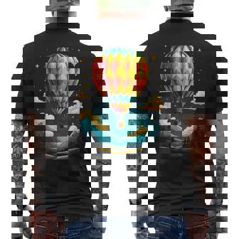 Retro Flying Balloons Hot Air Balloon Men's Back Print T-Shirt | Mazezy