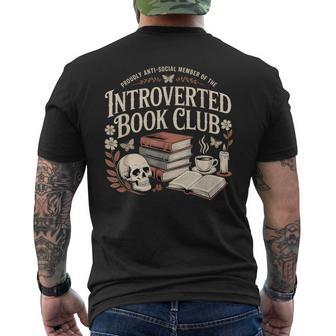 Retro Goth Proud Anti Social Member Of Introverted Book Club Men's T-shirt Back Print - Thegiftio