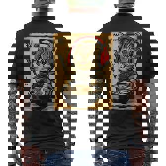 Retro Kawaii Gamer Cat Ramen Cute Japanese Cats Gaming Men's Back Print T-Shirt | Mazezy