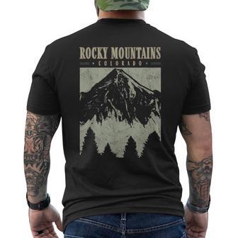 Retro Rocky Mountains National Park Colorado Vintage Hiking Men's T-shirt Back Print | Mazezy