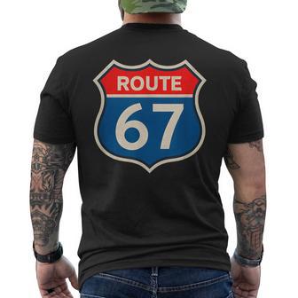 Retro Route 67 Meme Six Seven Aura Energy Number 67 Humor Men's T-shirt Back Print - Thegiftio