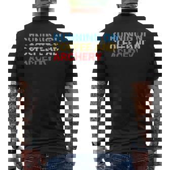 Retro Running On Coffee And Archery Lover Archer Men's Back Print T-Shirt | Mazezy