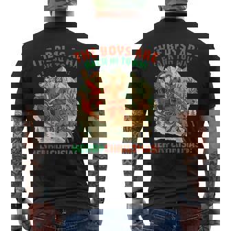 Retro Santa Jesus The Boys Are Back In Town Christmas Men's Back Print T-Shirt | Mazezy