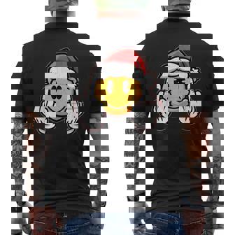 Retro Smile Face Middle Finger Sarcastic Ironic Christmas Men's Back Print T-Shirt | Mazezy