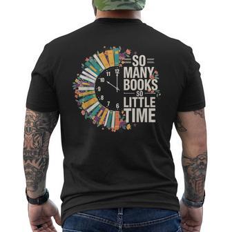Retro So Many Books Little Time Book Clock Reading Men's T-shirt Back Print - Thegiftio UK