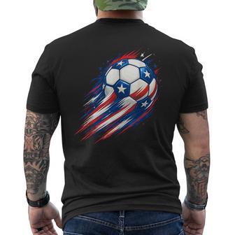 Retro Soccer 4Th Of July Patriotic Red White Blue Boys Men's T-shirt Back Print - Thegiftio
