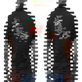 Retro Strawberry Tennis Athlete Cute Summer Vibes Men's Back Print T-Shirt | Mazezy