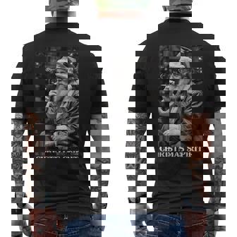 Retro Style Santa Claus Smoking Cigarette Christmas Spirit Men's Back Print T-Shirt | Mazezy