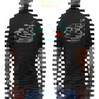 Retro Vinyl Player Art Spinning Record Graphic Men's Back Print T-Shirt | Mazezy
