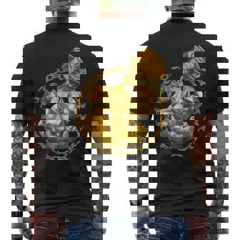 Rhino Beast ワークアウト ゴールド フィットネス ジム 動物 筋肉 ダンベル メンズTシャツ バックプリント - Kawaiitshirt