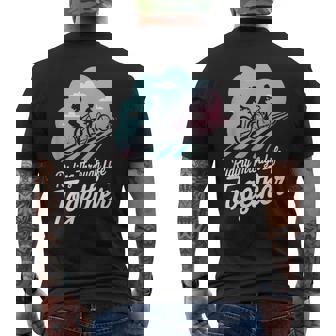 Riding Through Life Together Bike Journey Road Unity Vibes Men's Back Print T-Shirt | Mazezy