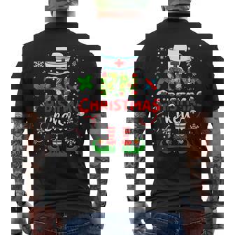 RN Christmas Crew Colorful Floral Costume Elf Nurse Job Men's Back Print T-Shirt | Mazezy