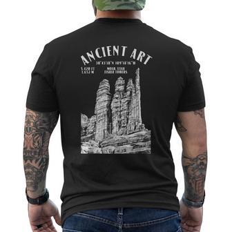 Rock Climbing Climber Ancient Art Fisher Towers Location Men's Back Print T-Shirt | Mazezy