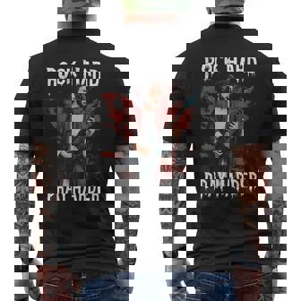 Rock Hard Pray Harder Jesus Guitar Christian Men's Back Print T-Shirt | Mazezy