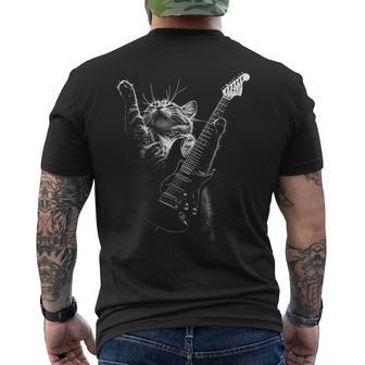 Rock Katze Mit Gitarre Musik Katzen Liebhaber T-Shirt mit Rückendruck - Geschenkecke