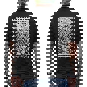 Rocky Mountain National Park Colorado Stamp Men's Back Print T-Shirt | Mazezy