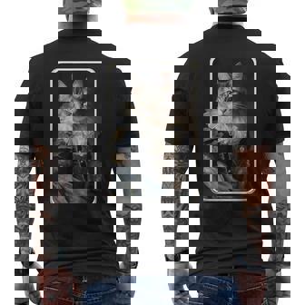 Royal Cat Portrait Renaissance Cat Painting Cat Lover Mama Men's Back Print T-Shirt | Mazezy