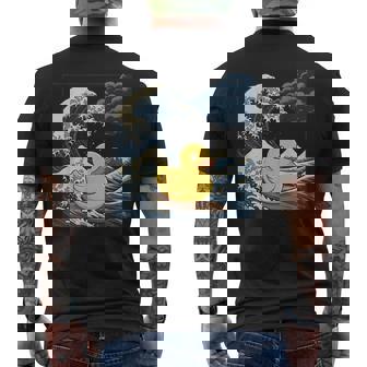 Rubber Duck Surfing Japanese Great Wave Men's Back Print T-Shirt | Mazezy