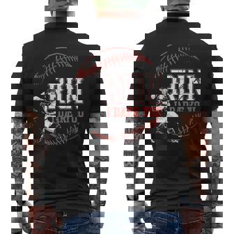 Run I Dare You Baseball Catcher Throwing Men's T-shirt Back Print - Monsterry