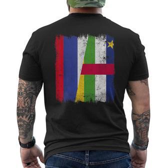 Russia Central African Republic Half Flag Russian CAR Roots Men's Back Print T-Shirt | Mazezy