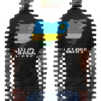 Rwandan Flag Rwandan Roots Rwandan Pride Map Rwanda Men's Back Print T-Shirt | Mazezy