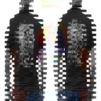 Sacred Geometry Lion Mandala Tank Top Men's Back Print T-Shirt | Mazezy