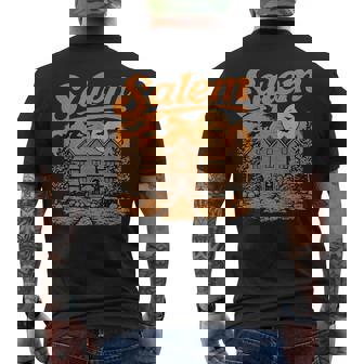 Salem Massachusetts Witch House Spooky Full Moon Souvenir Men's Back Print T-Shirt | Mazezy