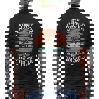 Saltwater And Shell Vibes Sea Retro Surf Ocean Wave Turtle Tank Top Men's Back Print T-Shirt | Mazezy