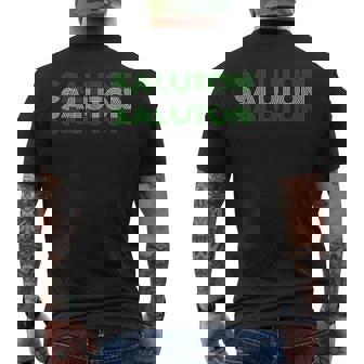 Saluton エスペラントのヘロ レトロテキスト メンズTシャツ バックプリント - Kawaiitshirt