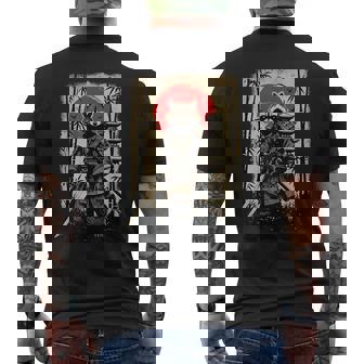 Samurai Raccoon Japanese Warrior And Art Vintage Anime Men's Back Print T-Shirt | Mazezy