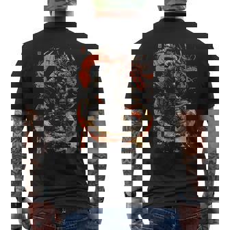 Samurai Warrior Holding Katana Sword With Dragon Men's Back Print T-Shirt | Mazezy