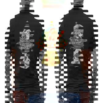Santa Alien UFO Xmas Spaceship Lights Presents Retro 80s Men's Back Print T-Shirt | Mazezy