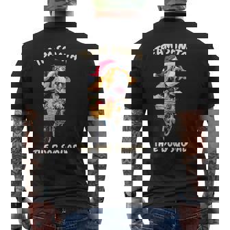 Santa Beagle Riding Bike Christmas Artwork Men's Back Print T-Shirt | Mazezy